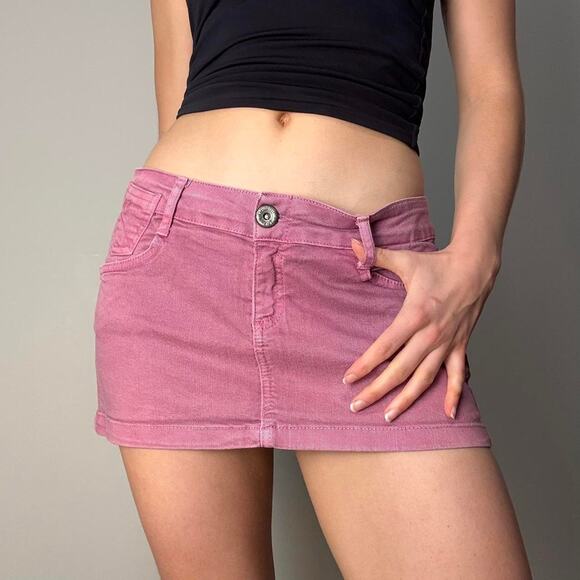 Pink denim micro mini jean skirt size 8 by TRF - Picture 2 of 8